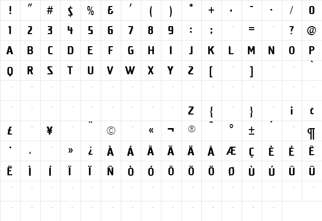 ElstonLight Roman  glyph index