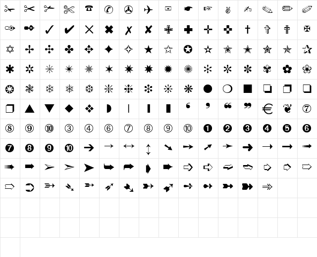 Dingthings4 Normal  glyph index