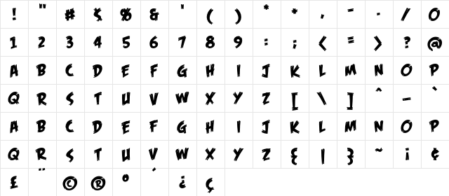 Feast of Flesh BB Regular  glyph index