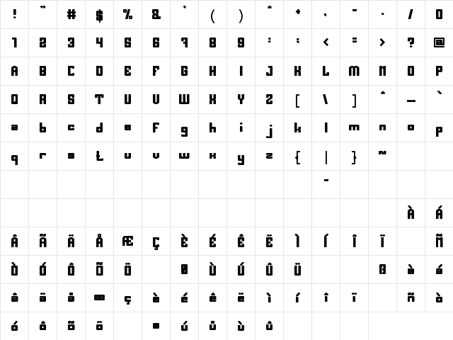 MY GOLDEN STAR Negreta  glyph index
