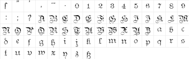 Teutonic No4 DemiBold  glyph index