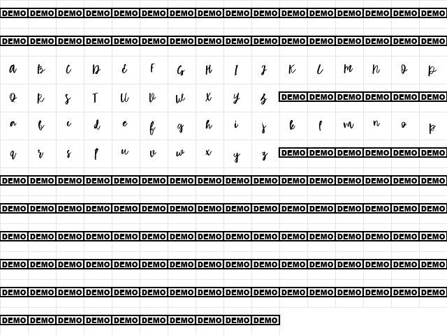 Patrik Regular  glyph index