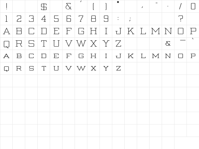 Strongman Regular  glyph index