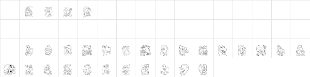 101! Color Fill  DinoZ Regular  glyph index