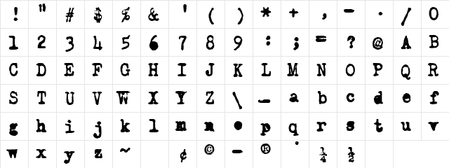 Old Typewriter Normal  glyph index