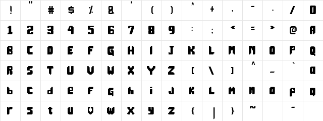 Stilere Regular  glyph index