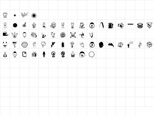 ThingbatOne Regular  glyph index