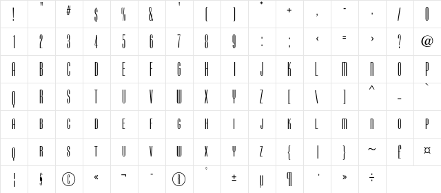 CamertonFC Regular  glyph index