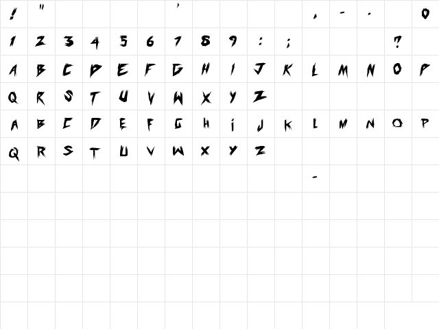 old evils Regular  glyph index