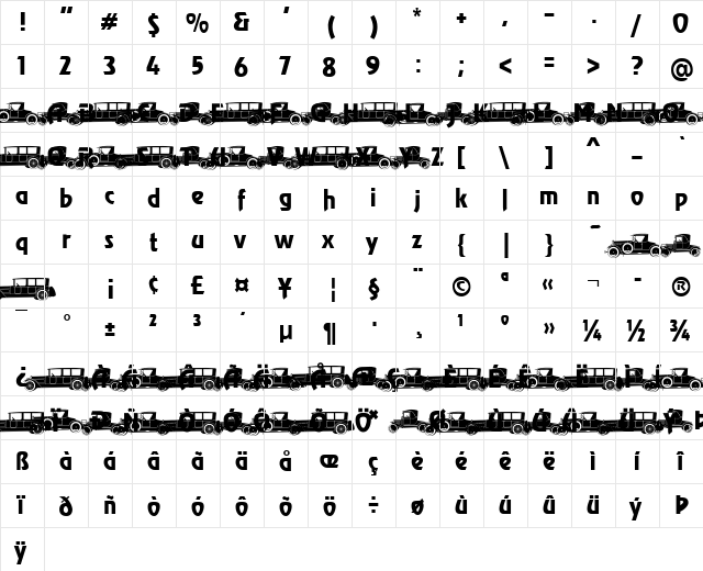 Oldtimer Becker Normal  glyph index