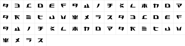 Tecnojap Regular  glyph index