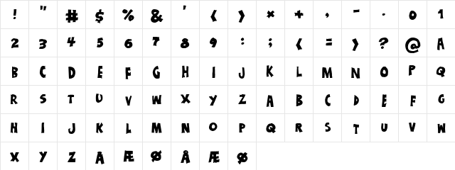 Just a dream Solid Regular  glyph index