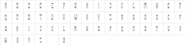 Nordin Free Outline Regular  glyph index