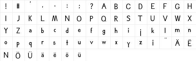 Hartl Ayela Regular  glyph index