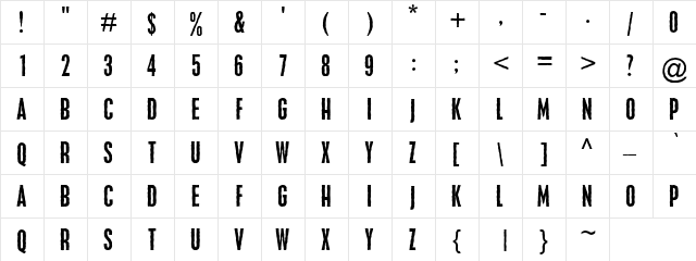 Gen Sontoloyo Regular  glyph index