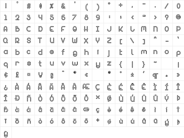 Bandar Outline Regular  glyph index