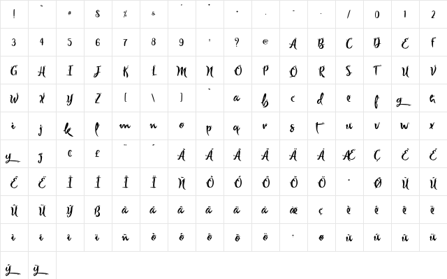 Ivory Chill - Personal Use Regular  glyph index