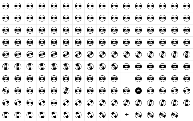 Billard Regular  glyph index