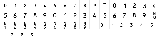 UpcHrTt Normal  glyph index