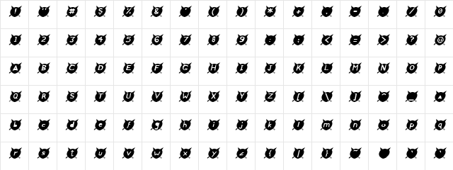 CatsMeow Italic  glyph index