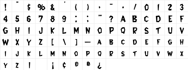 BungaloSCapsSSK Bold  glyph index