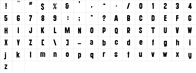 BlackTower Regular  glyph index