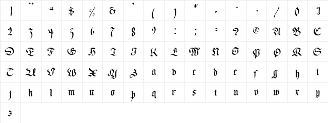 Goethe Regular  glyph index
