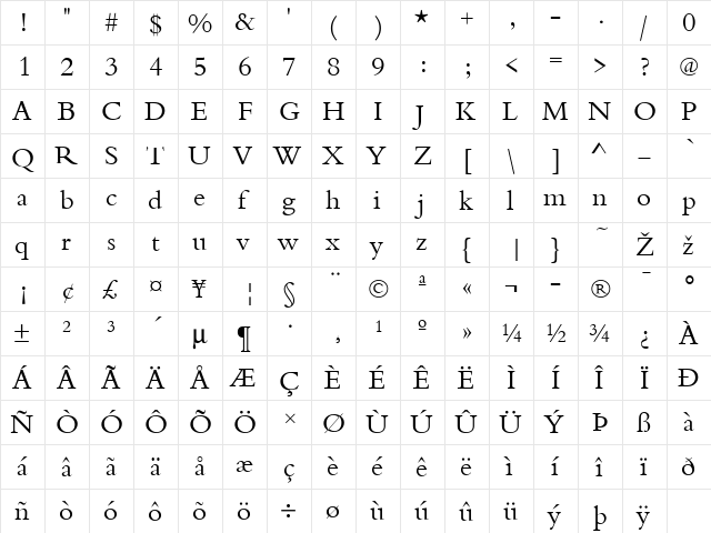 BemtuT Regular  glyph index