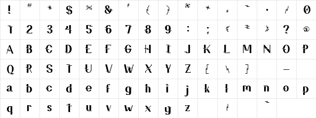 Russian Mafia Regular  glyph index