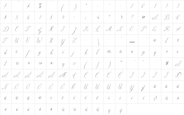 Wiegel Latein Regular  glyph index