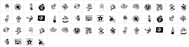 KR Kat's Flowers 3 Regular  glyph index