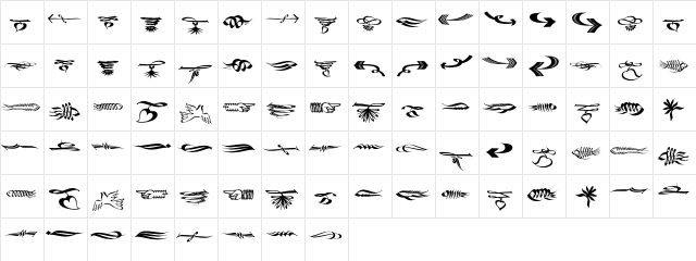 Fishface Regular  glyph index
