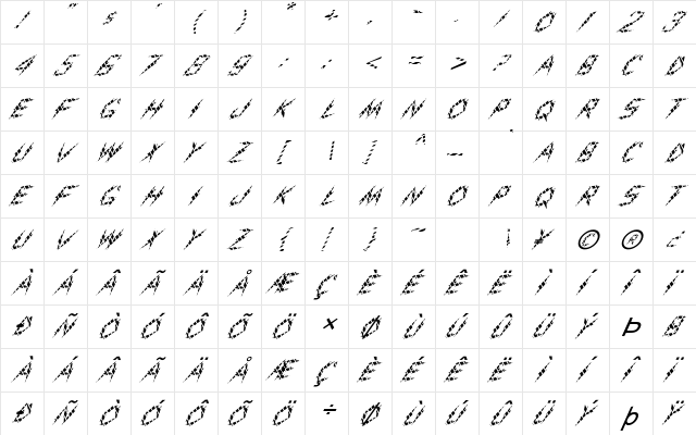 FZ UNIQUE 19 STRIPED ITALIC Normal  glyph index