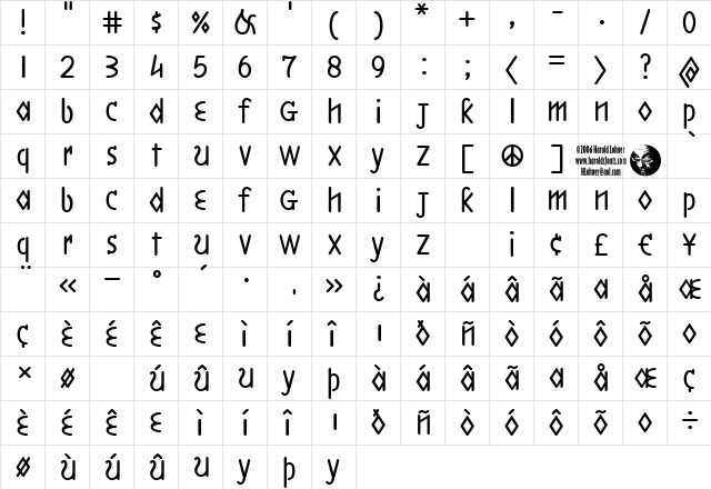 Boston LineAligned Regular  glyph index