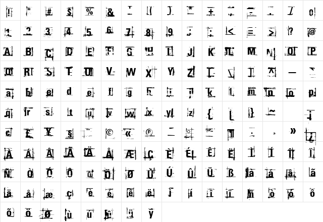 Universally Corrupt Regular  glyph index