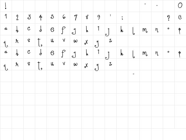 SP LOVE LIFE Regular  glyph index