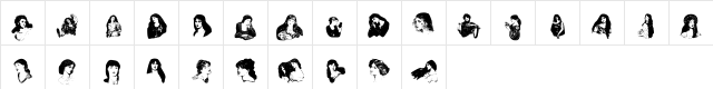 PreRaphaelites Regular  glyph index