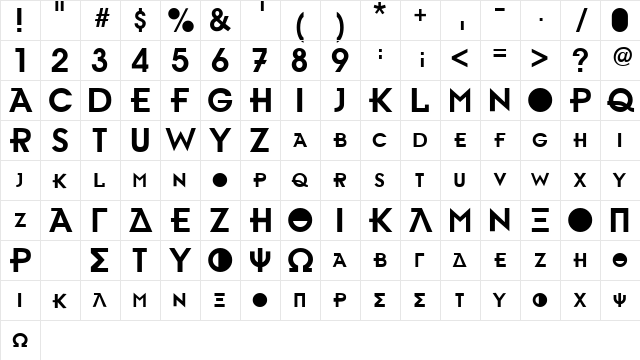 Grambien Normal  glyph index