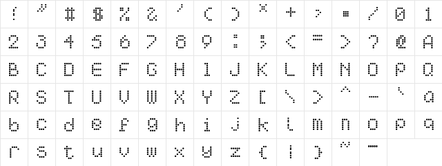 AI pointe Regular  glyph index