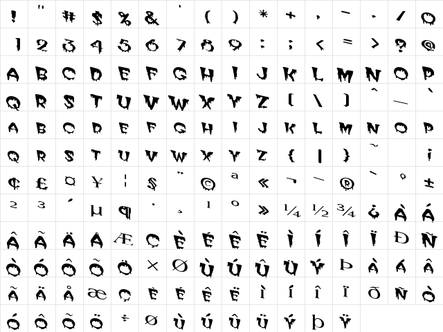 Matter Regular  glyph index