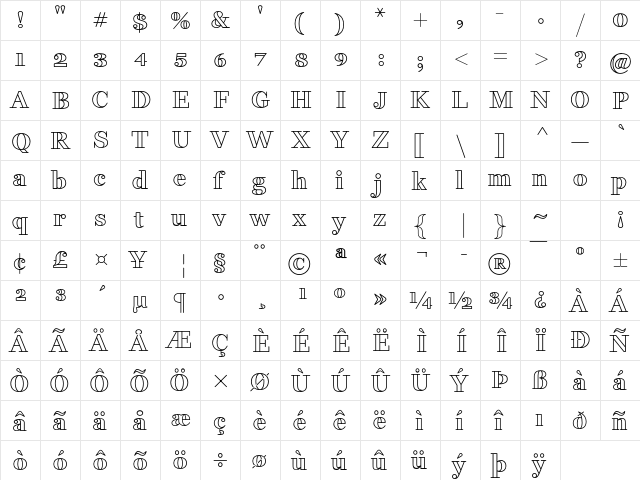 Fakedes Outline Regular  glyph index