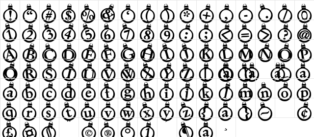 KerstKaarten Regular  glyph index