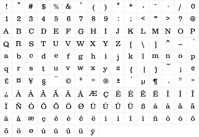 Chessview-Light Regular  glyph index