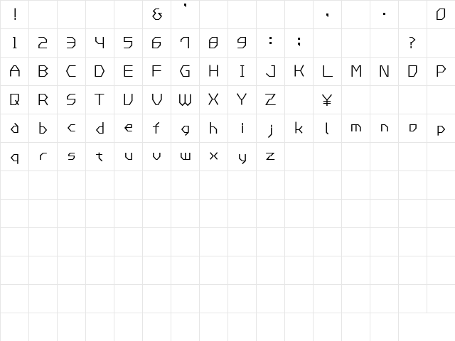 MW BISHOP Regular  glyph index