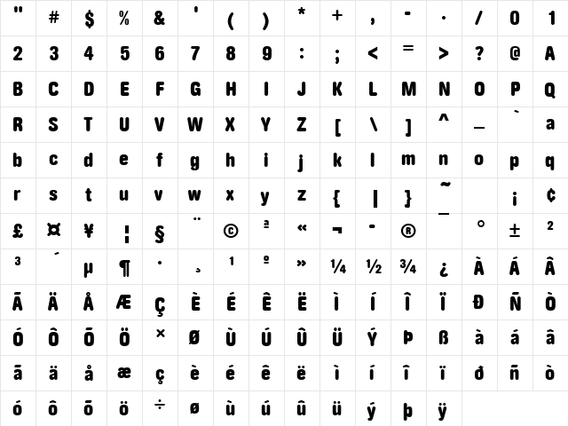 URWAccidaliaBucRouDBolCon Regular  glyph index