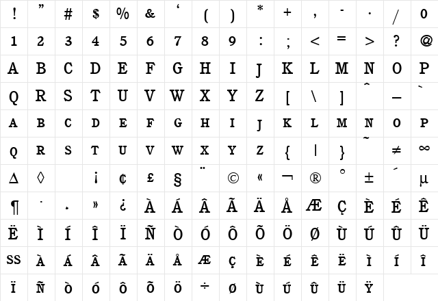 CushingNovaSmc Bold  glyph index