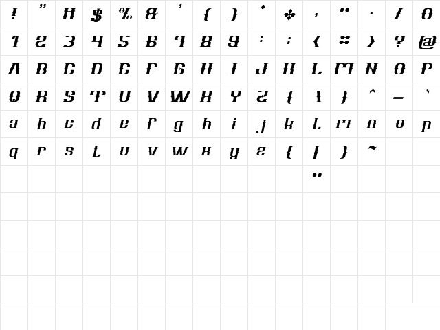 Vintage Postcard Italic  glyph index