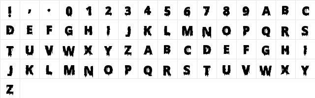 Scary Halloween Font Bold  glyph index