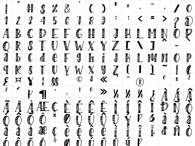 Love Babe2 Regular  glyph index