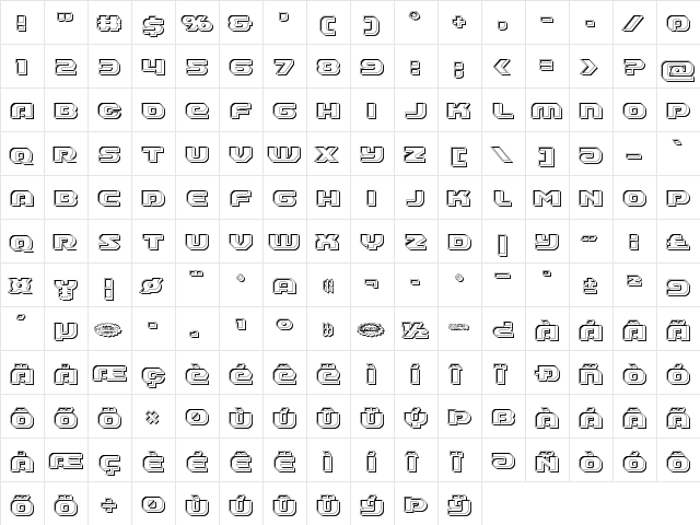 Annapolis Bevel Regular  glyph index